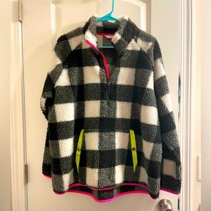 Vineyard Vines Black and White Checkered Fleece Pullover